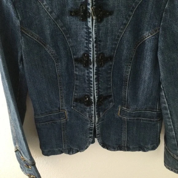 Baccini Dark Denim Zip Jacket Size Medium - Picture 7 of 7